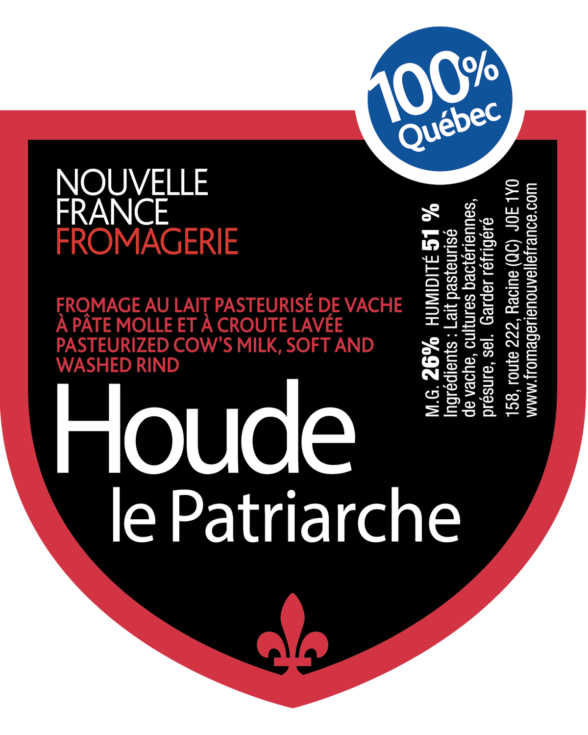 Étiquette du Fromage Houde le patriarche par Fromagerie la nouvelle France