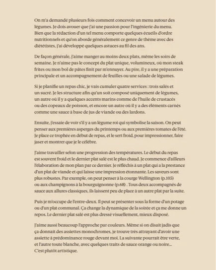 Une courte réflexion de Stelio Perombelondans le livre Légumes.