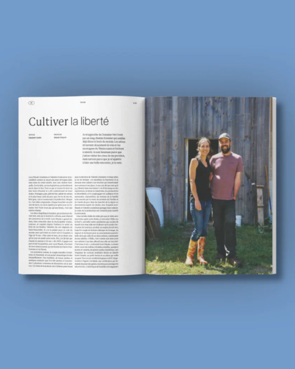 La page portant le titre «Cultiver la liberté» dans le magazine Extrêmes de Caribou.