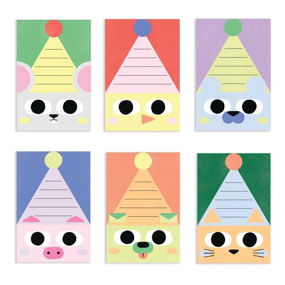Cartes d'invitation - Anniversaire animaux (paquet de 6)